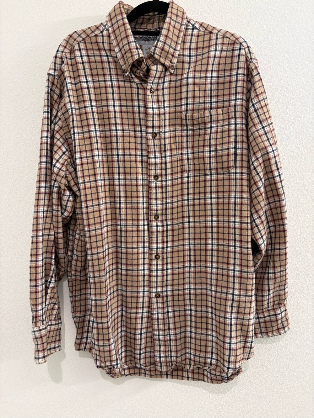 Casual Tan Plaid Button-Down Shirt by Windward